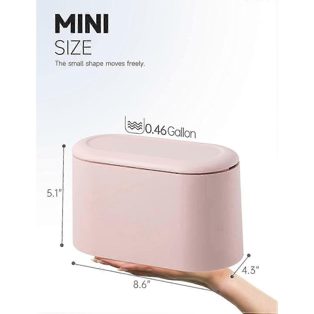 Mini-Mülleimer mit Deckel - Herausnehmbarer kleiner Abfalleimer(Rosa)
