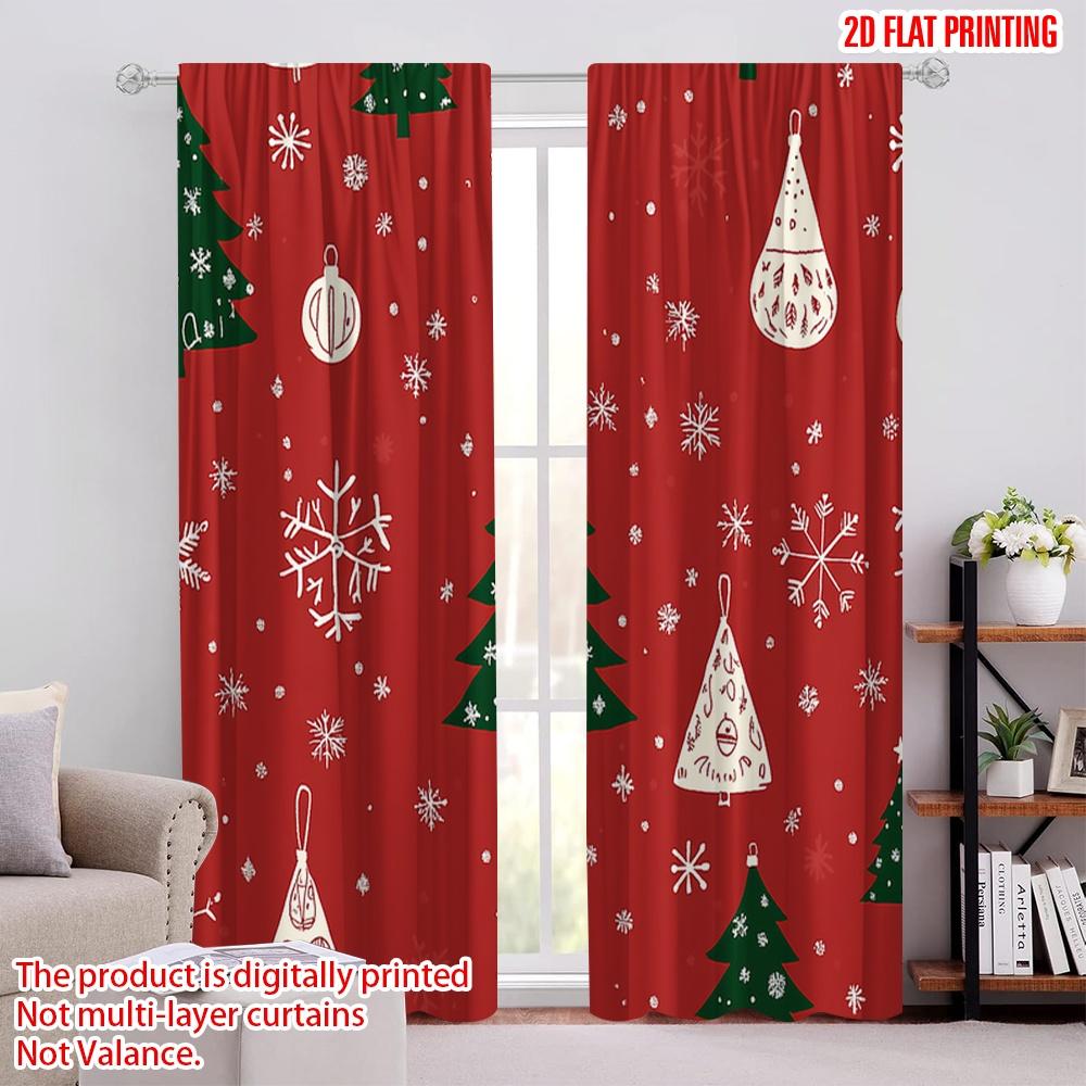 

2pcs,2D plane printing Curtains Roller Blinds Christmas Trees Snowflakes Ornaments Holiday (3) 100% Polyester (without rod) 52.50 × 116.00 cm 2 pcs
