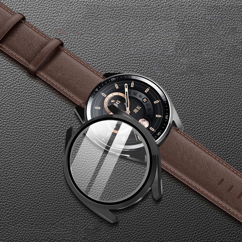 Hülle für Huawei Watch GT3 mit gehärtetem Glas, 46 mm Band, Watch GT3 42 mm, weiche Rundum-Displayschutzfolie, Bumper-Hüllen PC/TPU