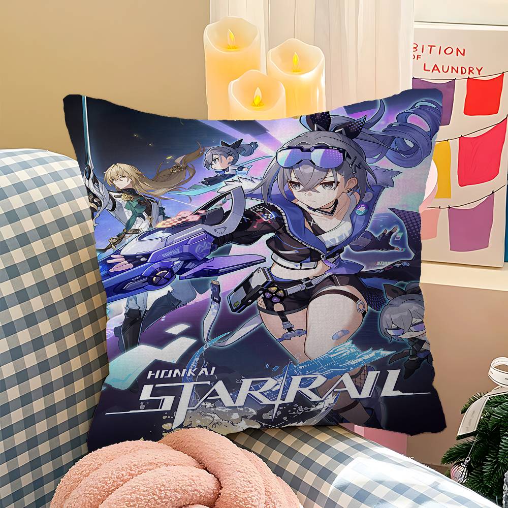 

H-Honkai Game S-Star-Rail Anime Pillow Gifts Home Office Furnishings Bedroom Sofa Car Cushion Cover Case 45x45cm 12x12Inch