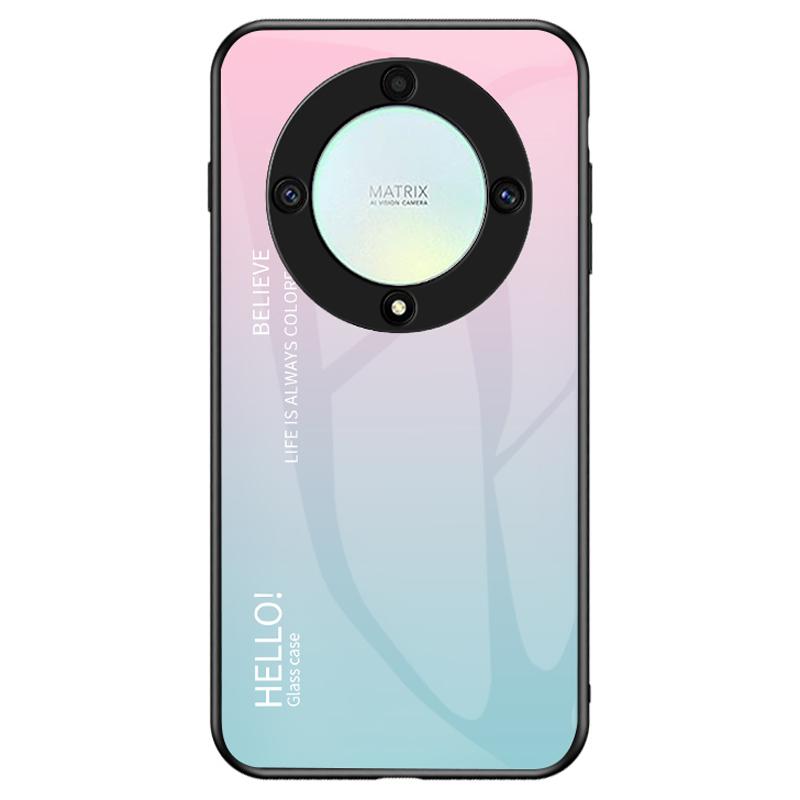 

For Honor X9a 5G Tempered Glass+PC+TPU Phone Cover Gradient Color Smartphone Case Gradient Pink Blue