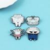 Tooth-Shaped Cartoon Badge: English Letter Alloy Accessory for Oral Health Awareness