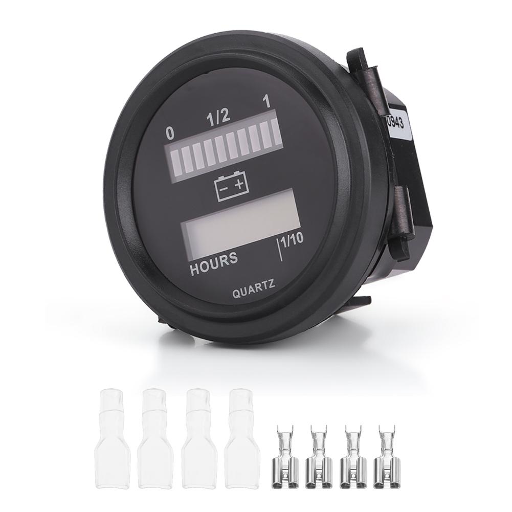 Battery Indicator LED Battery Indicator 12V/24V/36V/48V/72V LED Digital Battery Indicator Gauge with Hour Meter for  Cart