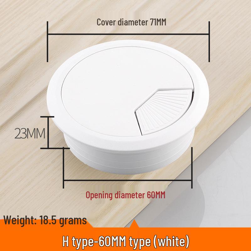 Round Plastic Cable Grommet Hole Cover for Office Desk - Sizes 50/60/65/80 Mm
