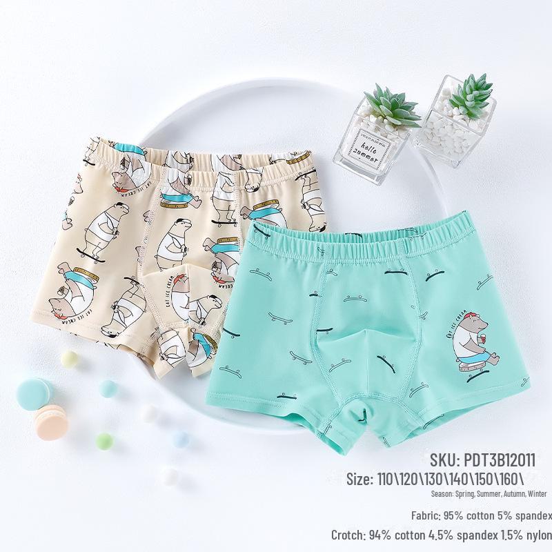 Children's Breathable Cotton Boxer Briefs - Cartoon Design for Boys, Available In Sizes Small To Large.