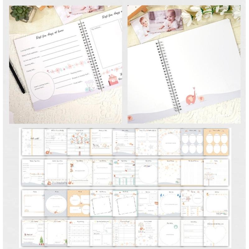 Baby-Erinnerungsbuch mit Aufklebern für Baby Junge oder Mädchen Geschlechtsneutrales Baby-Tagebuch Baby-Scrapbook Fotoalbum für das erste Jahr