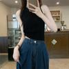 WTEMPO Autumn Versatile O-Neck Sleeveless Bottoming Tank Tops Women's Spring Summer Large Size Solid Color Casual Camisole Vests
