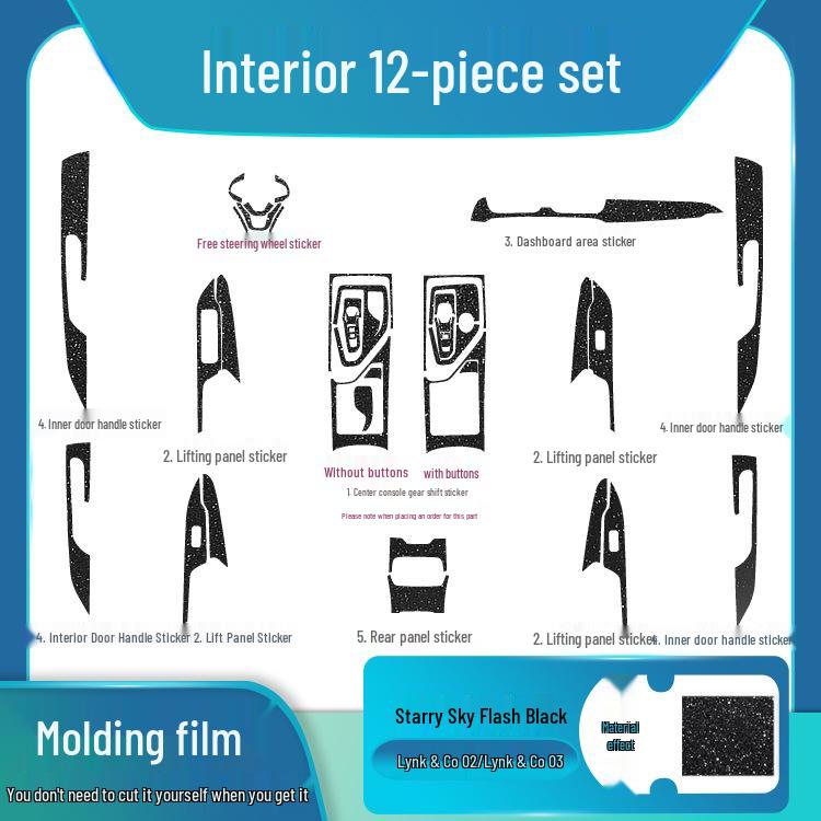 Sternenhimmel-Folie für Lynk&Co 01 Innenraum, Beschädigungsfreie Ersatzlösung für Modifikation: Modelle 02, Flammpunkt 05, Matt 06 Aufkleber.
