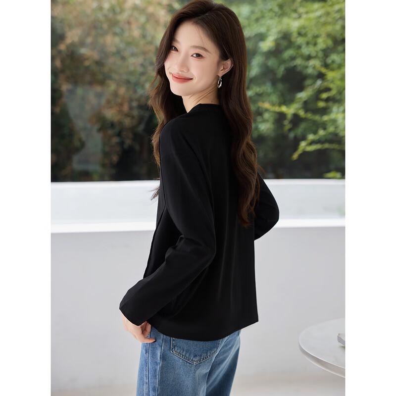 Mohan Yimei Women's Basic Round Neck Long Sleeve T-Shirt