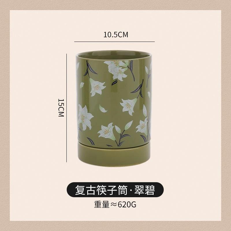 Vintage Ceramic Chopstick Holder Household Chopstick Storage Box with Draining Water Chopstick Spoon Holder Kitchens Accessories