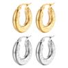European & American Round Stainless Steel Coil Earrings for Women - 5.0 Thick Titanium Steel Ear Clips, Trendy & Thickened Design