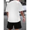 100% Cotton Men's Summer Casual A-letter Poker Pattern Print Loose Size Round Neck Short Sleeved T-shirt+shorts Set