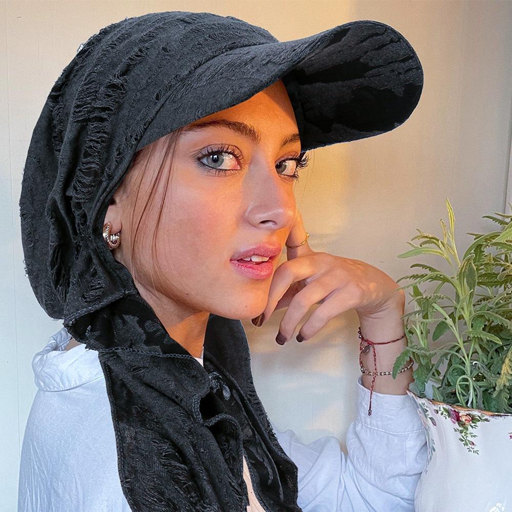 Stretch Fabric Baseball Cap Headscarf Curved Brim Sun Hat Headwrap Hajj Umrah