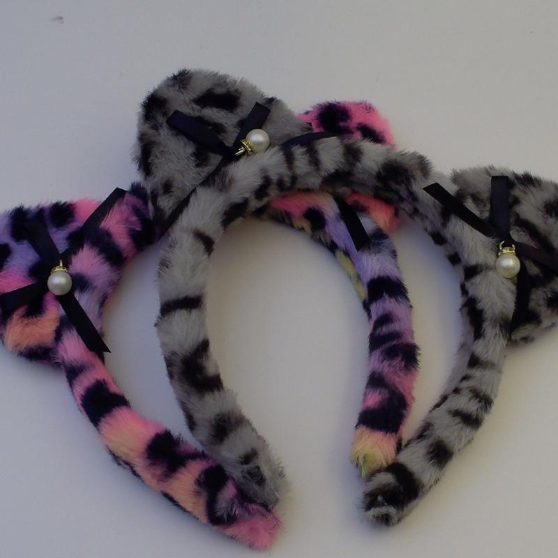 Faixa de Cabelo com Orelhas de Gato Estampa de Leopardo para Mulheres e Meninas Fantasia Aro de Cabelo Festival de Música Festa de Feriado Adereços de Maquiagem Faixa de Cabelo