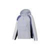 Li Ning Running Series Spliced Logo Letter Print Water-Resistant Loose Sports Long Sleeve Windbreaker Women Outerwear Light-Frost-Blue AFDS048-5