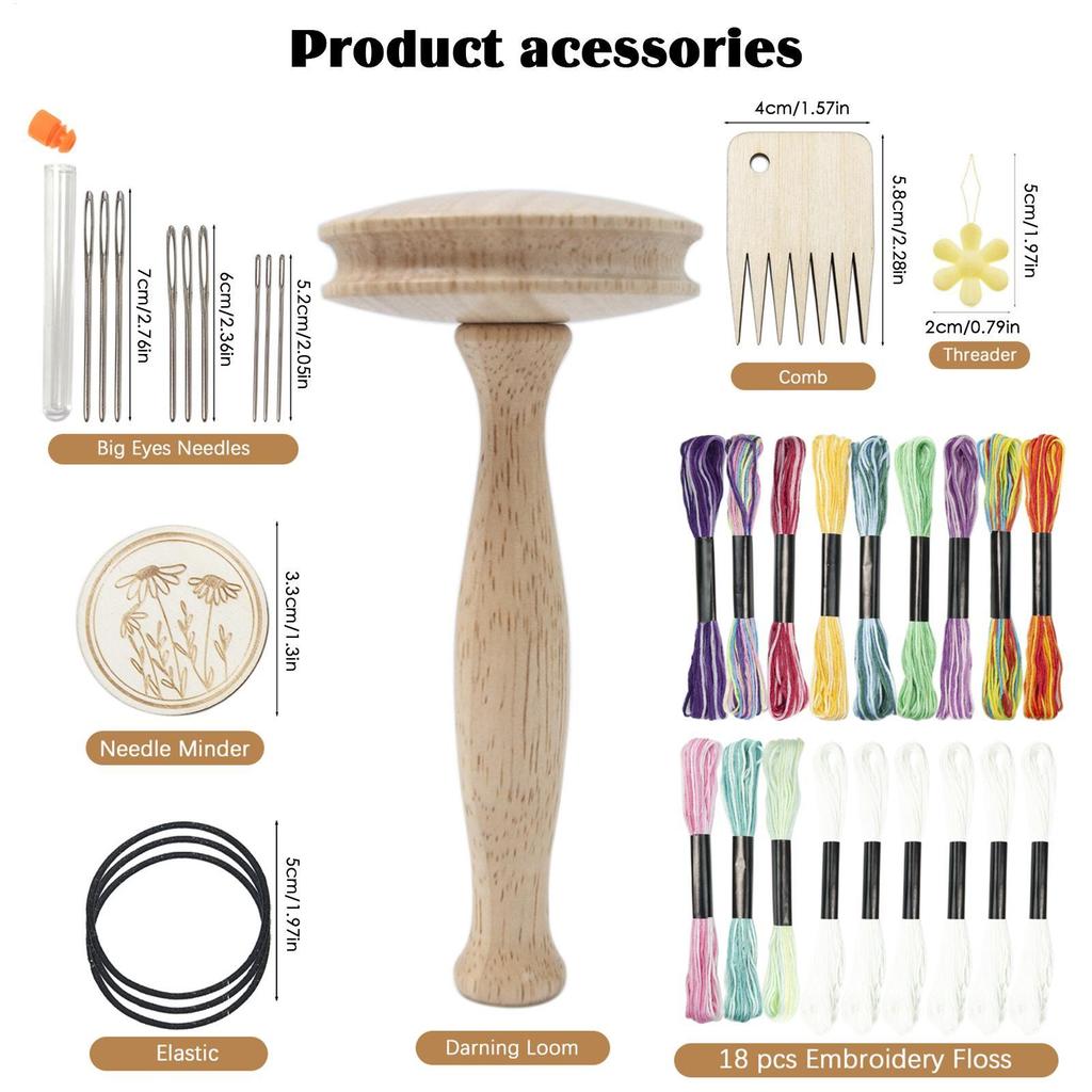 Socken Stopf-Set mit abnehmbarem Holzpilz, Nähreparatur-Werkzeugsatz zum Flicken von Löchern in Socken, Pullovern & Kleidung