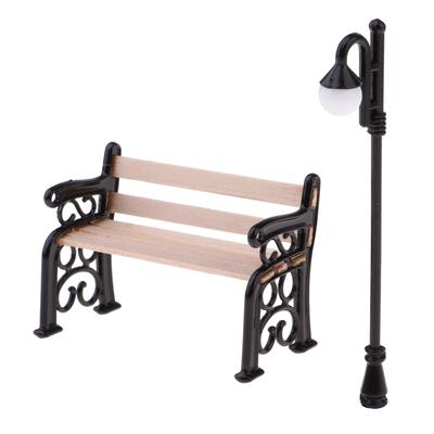 Puppenhaus Holz Park Bank Straße Lampe für 1/12 Garten Möbel Miniatur Decor Spielzeug