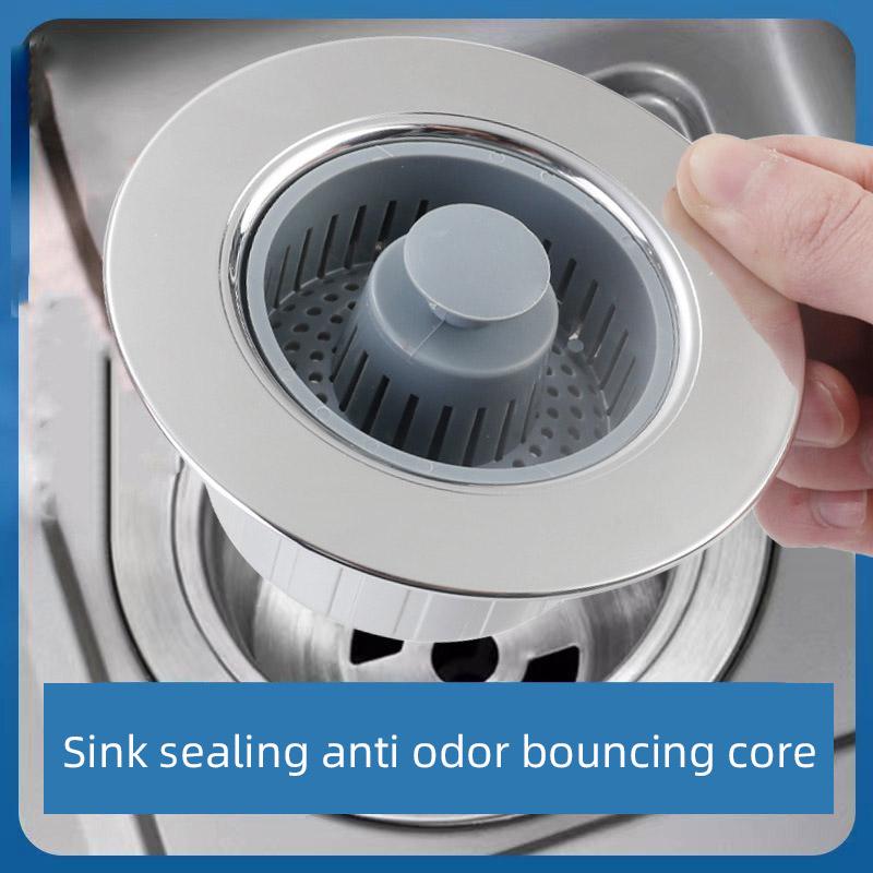 Houseeker 3 In 1 Pop Up Sink Filter ABS Kitchen Sink Strainer Drain Basket Stopping Blockage Bouncing Core Leak-proof Plug Cover