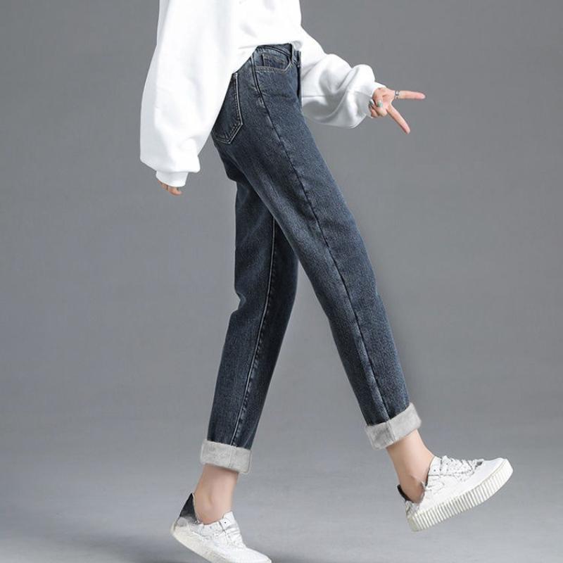 Neue Damen Thermo Slim Jeans Herbst Winter Warm Plüsch Stretch Jeans Damen Schneehose Skinny Bleistift Gerade Hose