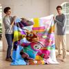 Colorful Cartoon Game Characters Design Flannel Blanket for Bedroom, Living Room, Sofa, and Nap Sofas