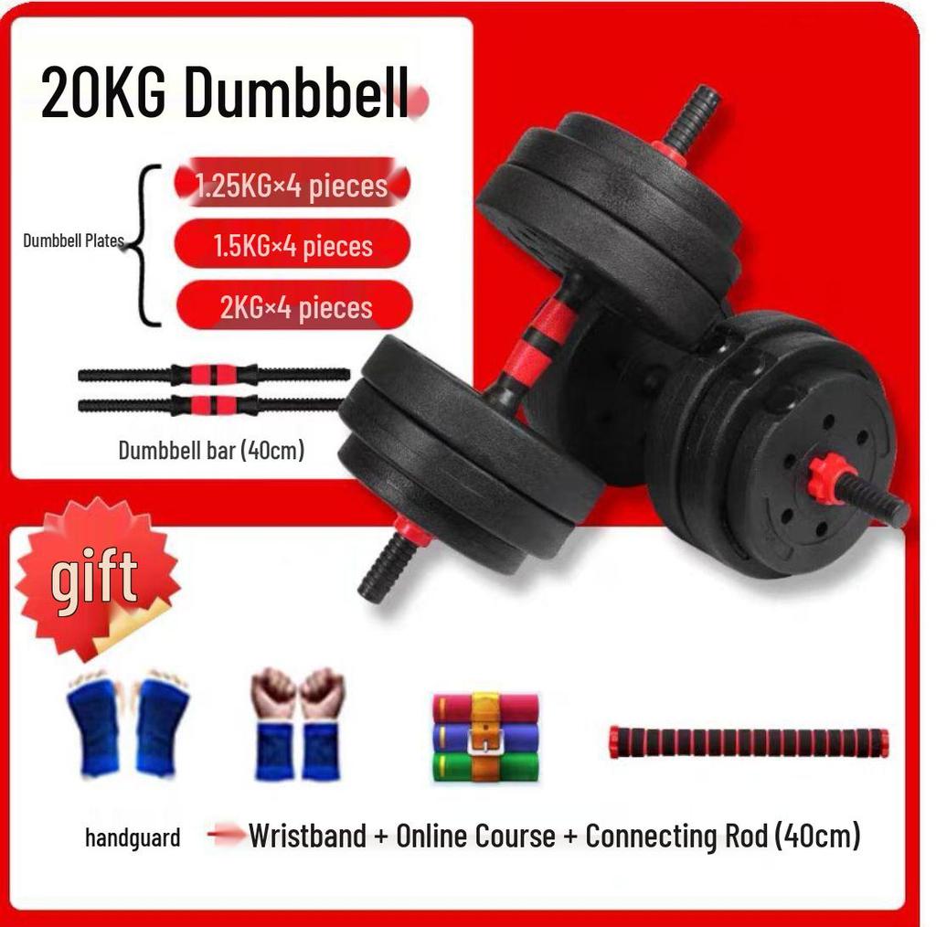 Unisex Adjustable Rubber Dumbbells 10-40kg Set with Protective Gear & Online Fitness Courses for Home