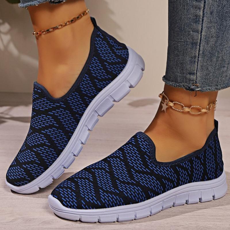 Women's New Summer Solid Casual Shoes Slip-on Flat Shoes Breathable Lightweight Large Size Flying Woven Shoes