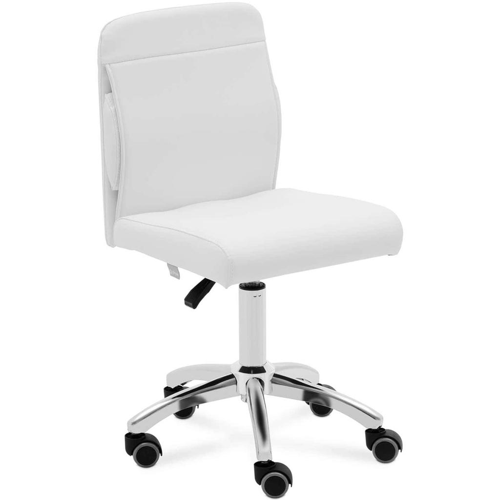 Ilanz White Cosmetic Stool With Backrest On Wheels Up To 150 Kg