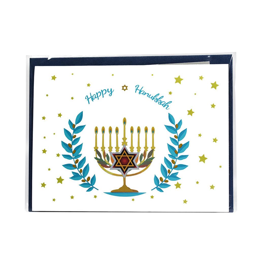 Exquisite Handmade Gift Card for Chanukah Festival 3DPopUp Blessing Card HappyHanukkah Card Menorah Light Greeting Card