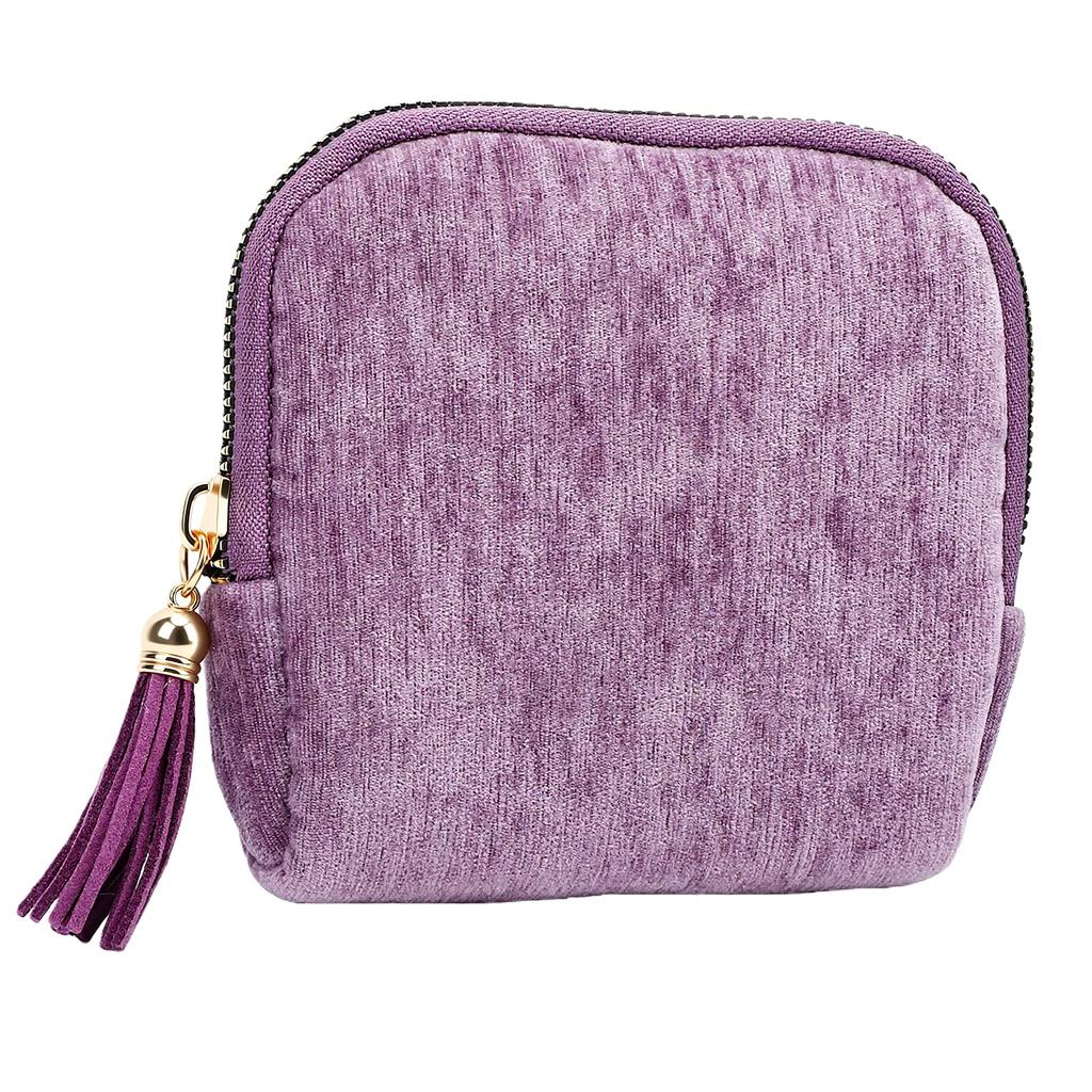 Mini Jewelry Travel Pouch Portable Small Jewelry Zipper Pouch for Necklace Bracelet Earring Purple