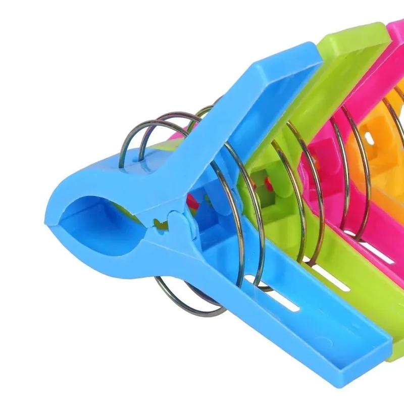 4-24Pcs Beach Towel Clips Chair Clips Towel Holderplastic Clothes Pegs Hanging Clip Clamps Yellowbluegreenred