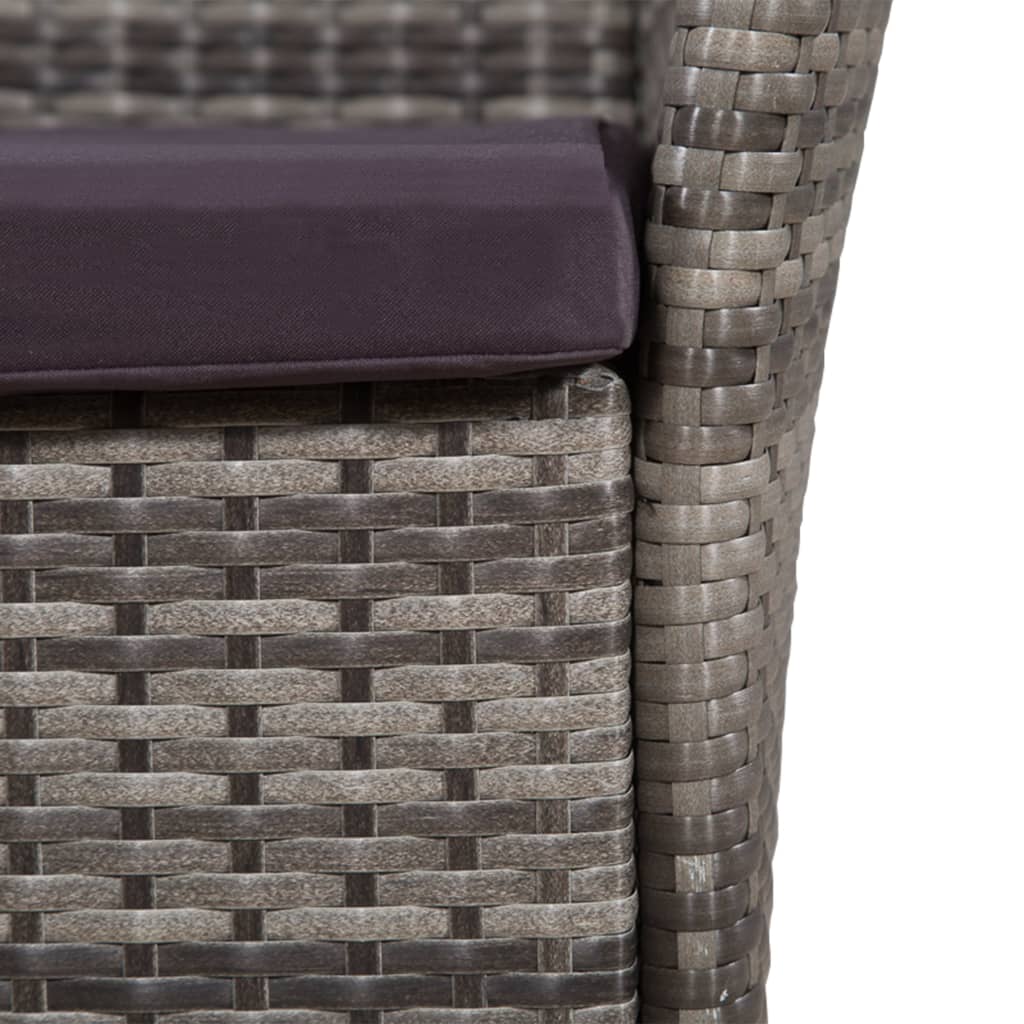 7 Piece Garden Dining Set with Cushions Poly Rattan Grey