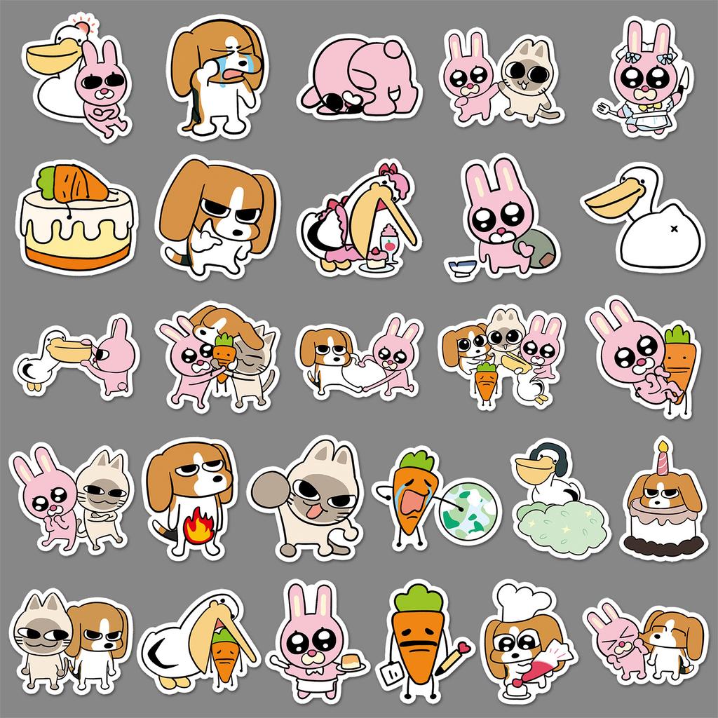 52 Graffiti Stickers Cartoon Cute Hand Account Card Decorative Mobile Phone Case Water Cup Notebook Stickers