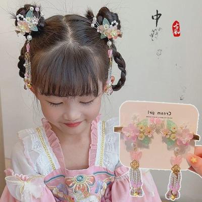 Çocuklar için Antik Stil Hanfu Saç Tokası – Küçük Kızlar için Peri Püsküllü Başlık
