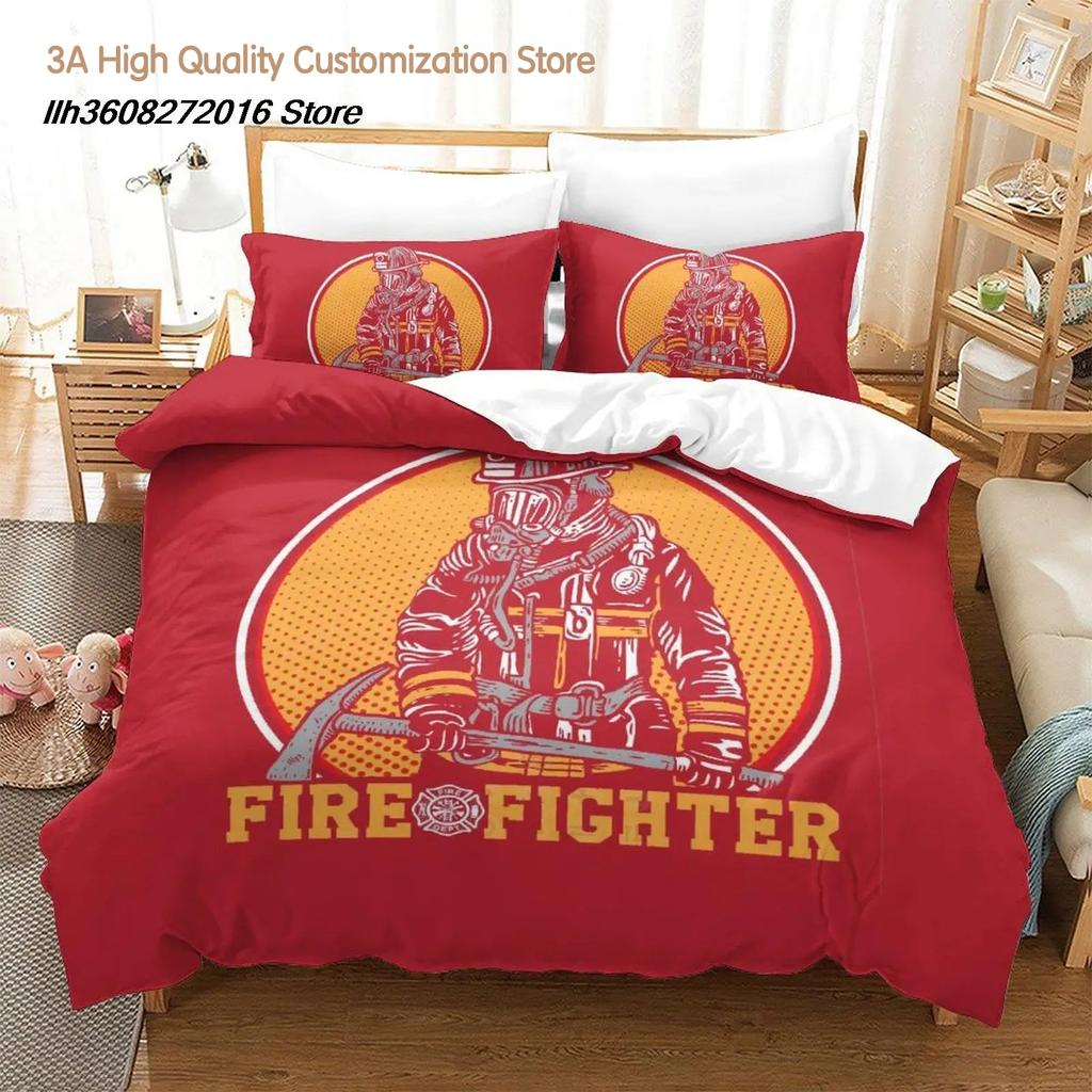 New Firefighter Rescue Bedding Set Single Twin Full Queen King Size Bed Set Aldult Boys Bedroom Duvetcover Set 3D Bed Sheet Set