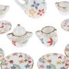 1:12 Dollhouse Miniature 17Pcs Porcelain Tea Cup Set Chintz Flower Tableware
