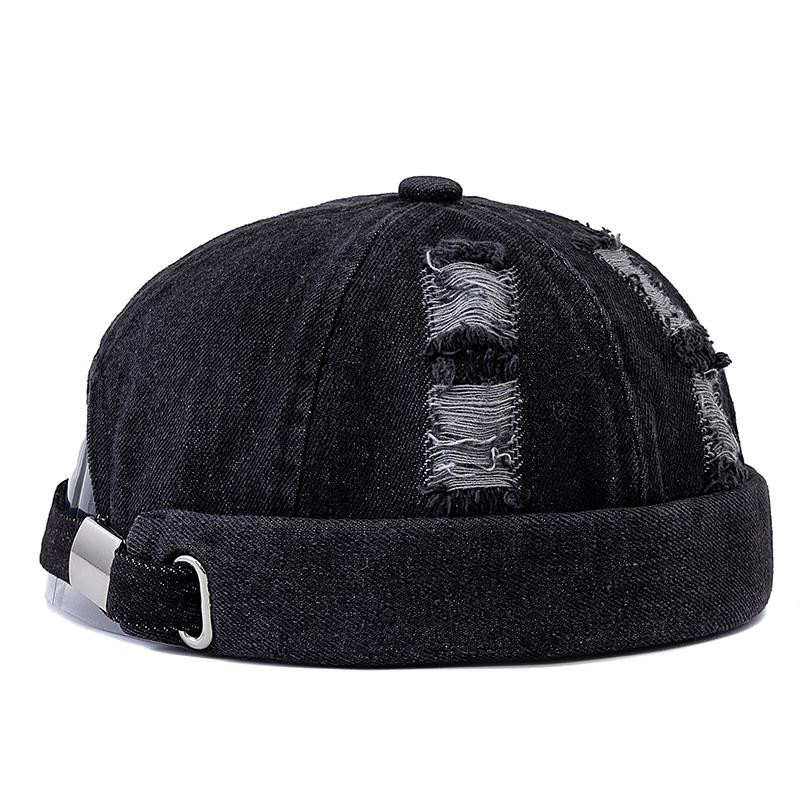 Landlord Hole Broken Hats Men'S Street Style Urban Street Hip-Hop Hats Melon Dome Denim Cap Women'S Sailor Hat Caps