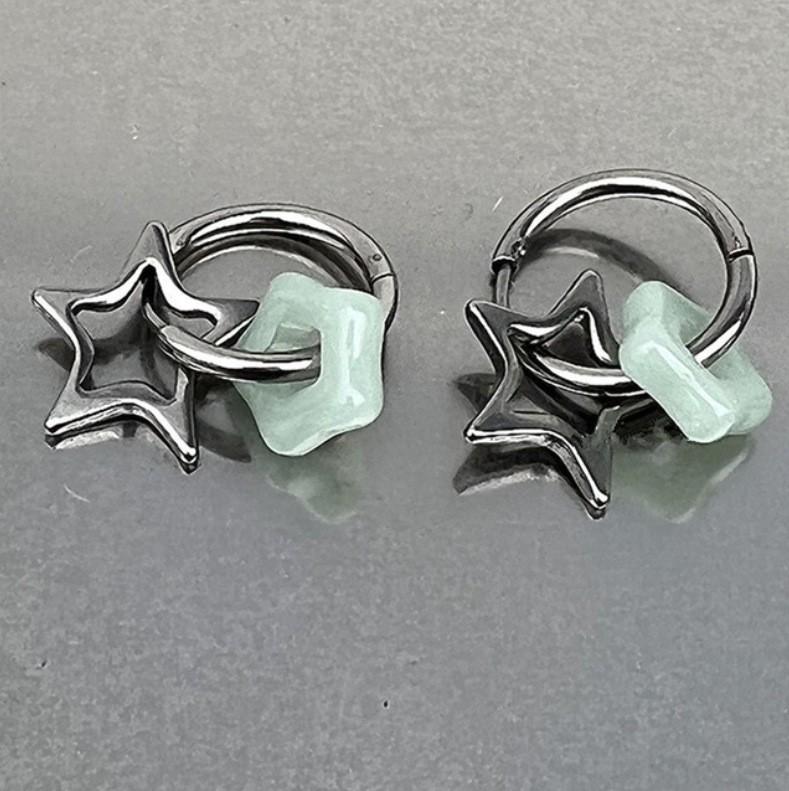 

Korean Small Star Hoop Earrings Cute Silver Color Tassel Geometric Style Earring Fashion Punk Jewelry Gifts