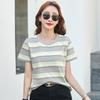 Summer New Striped Plus Size Loose Short Sleeve Women's T-Shirt Round Neck Casual Versatile Top Hot Item
