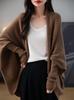 Wool Striped Batwing Sleeve Cardigan Women's Knit Shawl Loose Cloak Sweater Coat