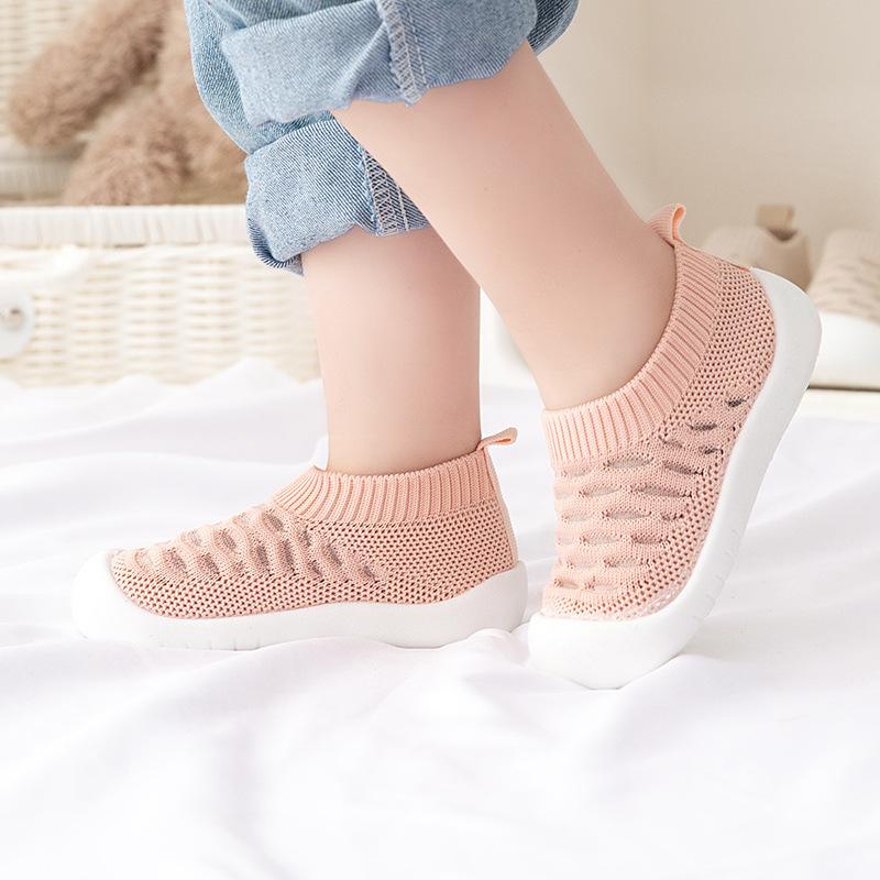 Baby Shoes Anti-slip Breathable Infant Crib Floor Socks with Rubber Sole for Children Girls Boys Mesh Shoes Soft Bottom Slippers