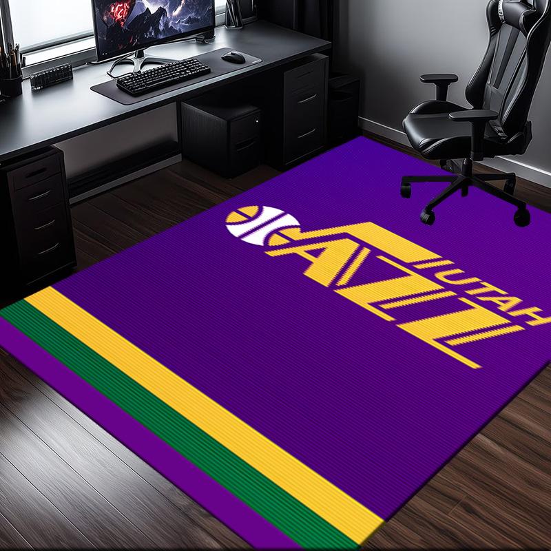 Jazz Basketball Team Rug Office Carpet Non-Slip Mat, Chair Rug Floor Covering for Gaming, Bedroom, Living Room , Home Decor Christmas Gift