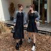 2024 Spring & Autumn Polo Collar Dress: College Style, Sweet Design, Available in Long & Short Lengths for Women