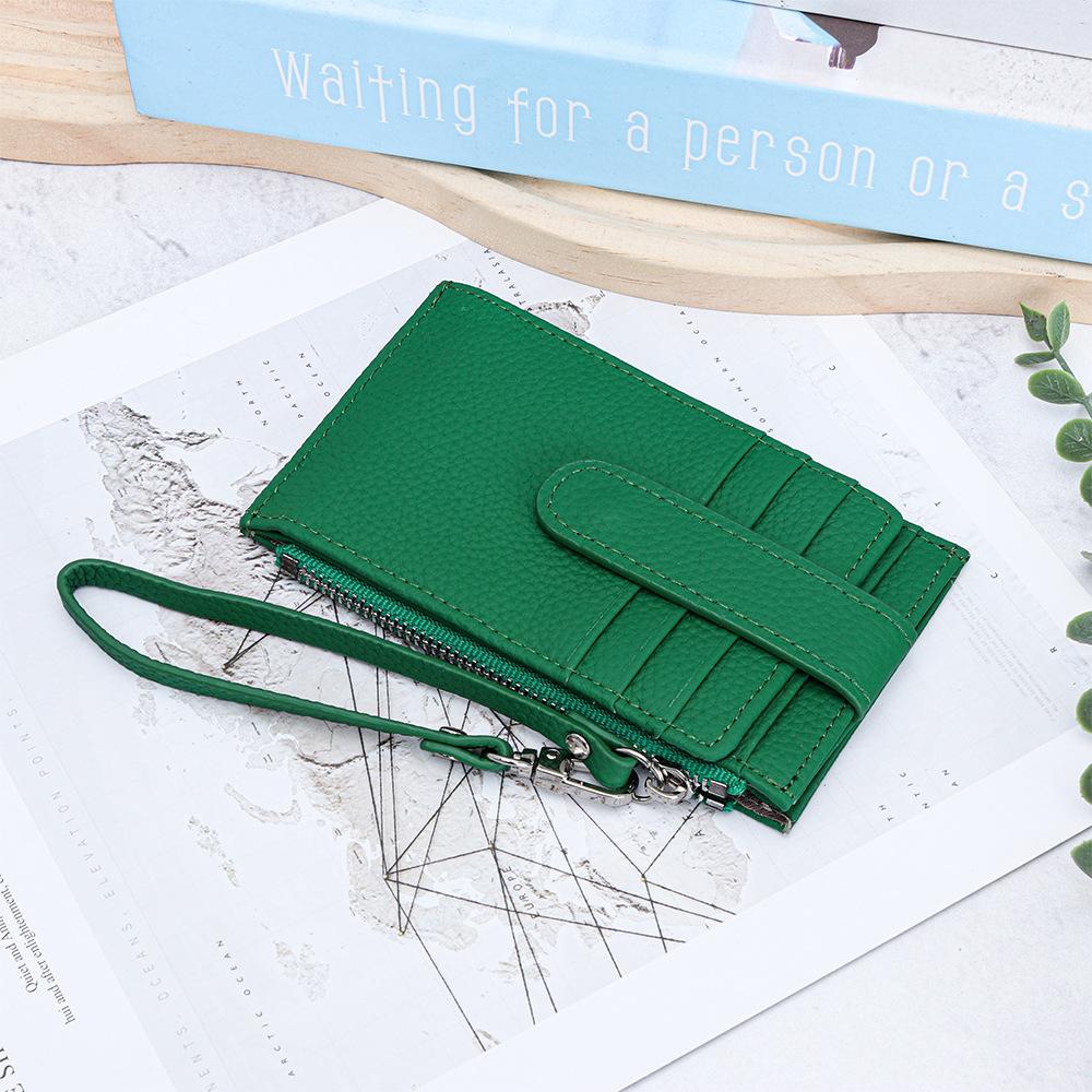 Genuine leather women zipper purse brand design coin purse id card holder Cowhide ladies wallets panelled money wristlet bags