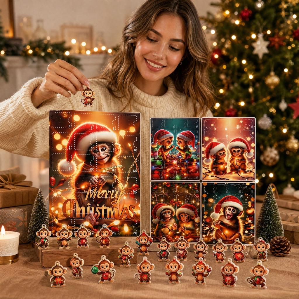 2D Christmas Advent Calendar Day Countdown with Hanging Ornaments, Christmas Tree Decorations for Holiday