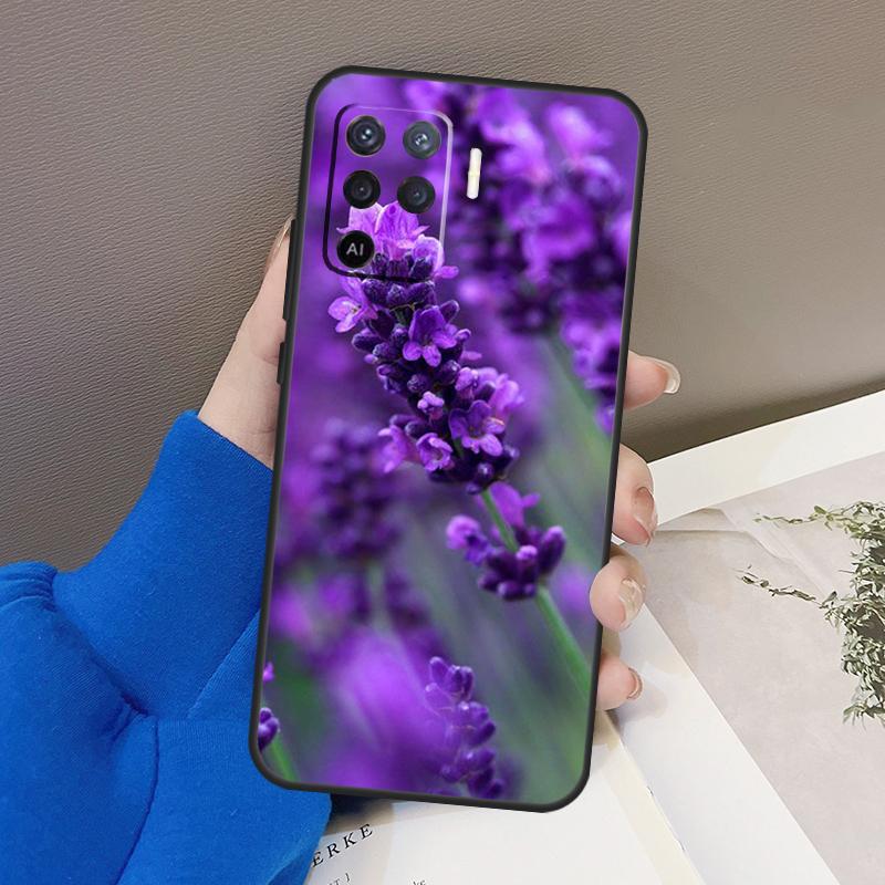 Lavender Purple Flower Case For Oppo A77 A57 A17 A60 A80 A40 A74 A54 A94 A78 A98 A18 A38 A58 A96 A76 A16 A15 A5 Pro