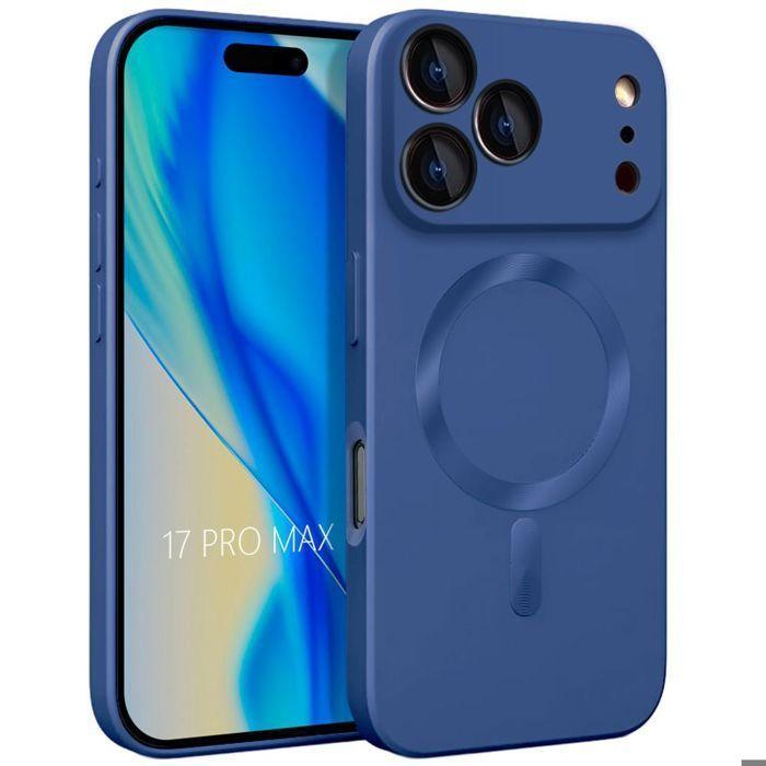 Coque TPU - E.F.Connection - pour iPhone 17 Pro Max - Silicone Cercle Magnétique - Bleu Marine