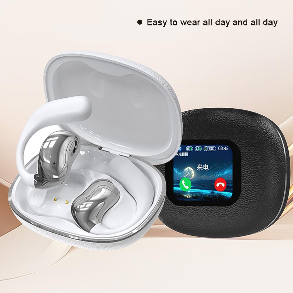 

5.4 беспроводные висячие наушники Bluetooth с ЖК-экраном Smart Color Leather Texture Long Endurance Sports Headphones чёрный