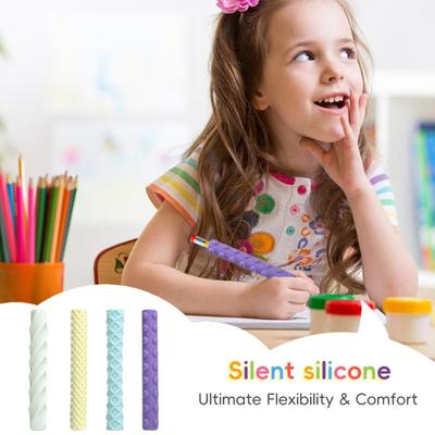 4 Piezas Empuñaduras de Silicona para Lápiz Mangas Ergonómicas Texturizadas para Niños Adultos Alivio de la Ansiedad Escritura Suave Cubierta para Bolígrafo
