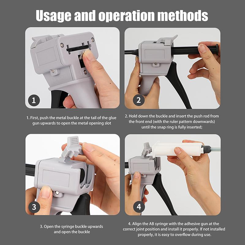 Ab Epoxidová tavná pistole 50ml Cartridge Applicator Univerzální Dvoukomponentní Rukojeť Těsnicí Pistole Vhodná pro Smíšené 1:1/2:1/10:1