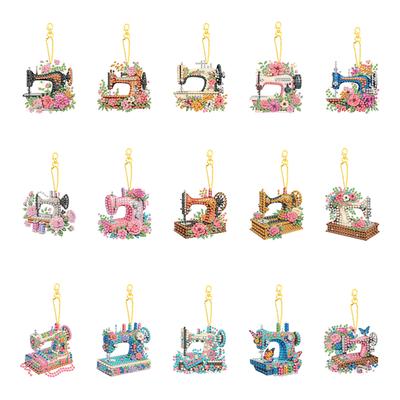 15 Stück Blumen DIY Diamantmalerei Schlüsselanhänger Kits Doppelseitig 5D DIY Diamantkunst Anhänger für Erwachsene Schlüsselring Kunst Anhänger Dekor